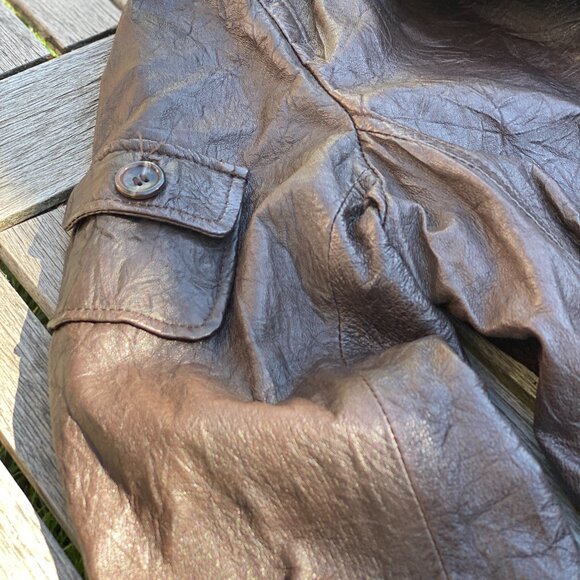 Danier Brown Distressed Leather Jacket | Size Small - Picture 4 of 16